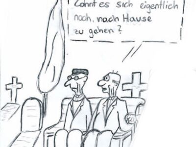 Zwei alte Menschen am Friedhof: "Lohnt es sich eigentlich noch, nach Hause zu gehen?"